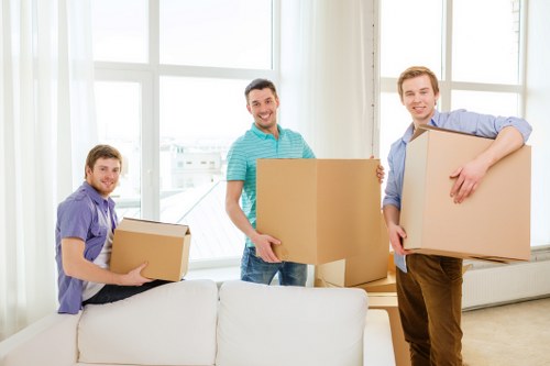 Packed boxes and furniture ready for Brockley house removals