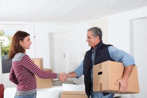 Packed household items arranged for a cubic-yard storage estimate