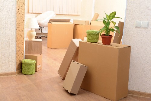 Packed student belongings ready for storage in Brockley